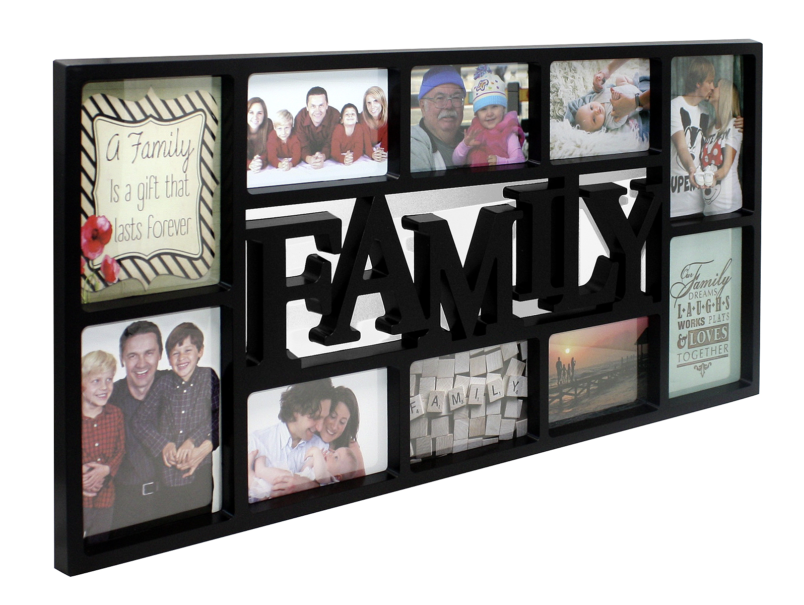 Family Fotorahmen Familie Bilderrahmen XL schwarz, Collage 10 Fotos