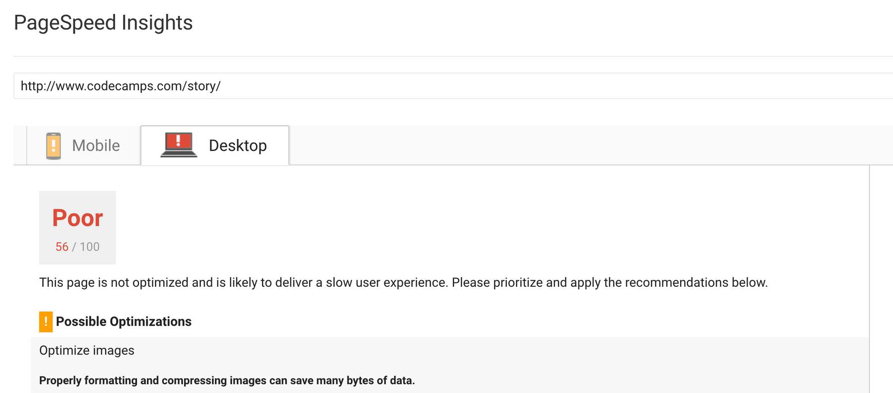 Poor results in PageSpeed Insights