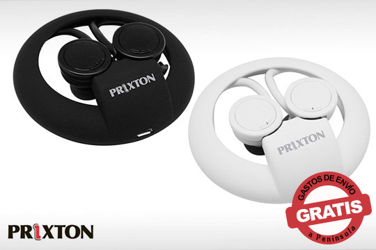 Auriculares BT earbuds sport blanco y negro de la marca Prixton