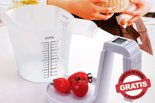 Báscula digital de cocina con jarra ¡Evita errores en las cantidades!
