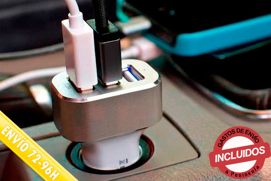 Cargador de coche con 3 puertos USB de alta velocidad