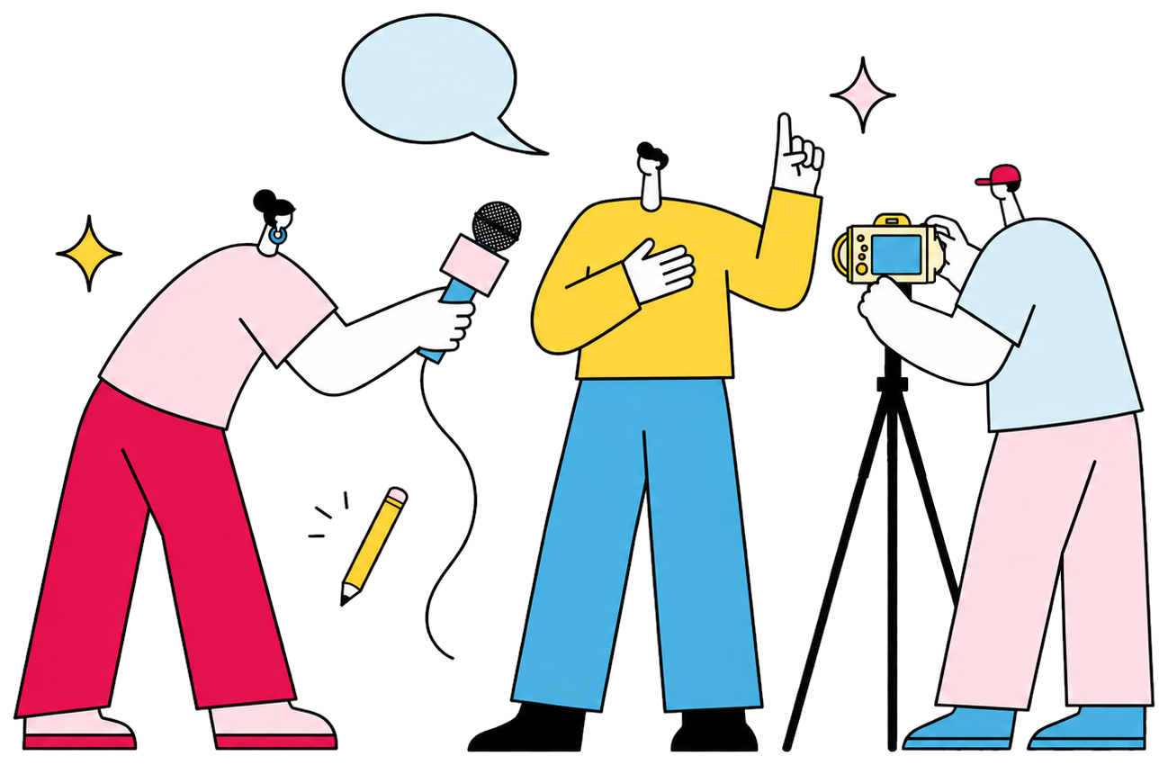 Journalistes interviewant un porteur de projet Ulule