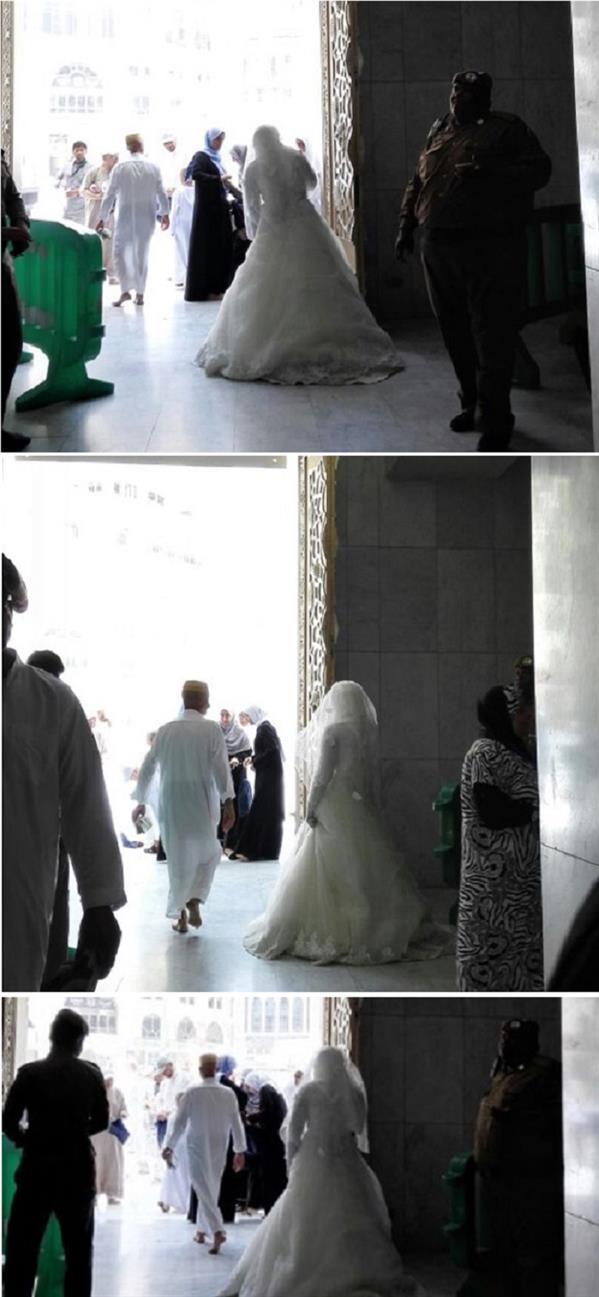 منع عروس من دخول المسجد الحرام بفستان الزفاف منع عروس من دخول المسجد الحرام بفستان الزفاف