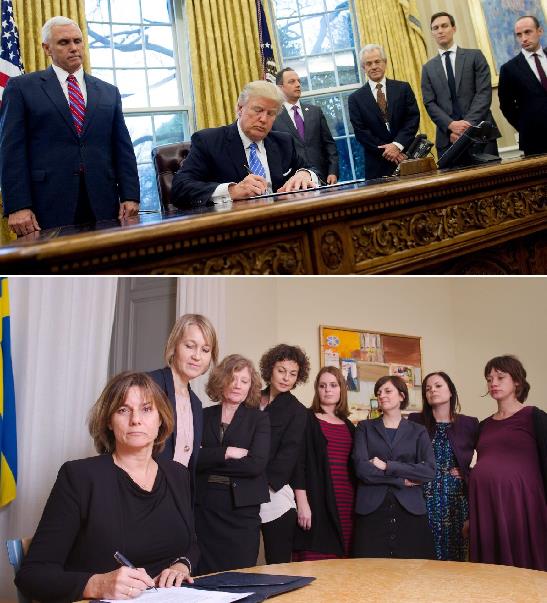 بالصورة.. وزيرة سويدية تسخر من ترامب على طريقتها الخاصة