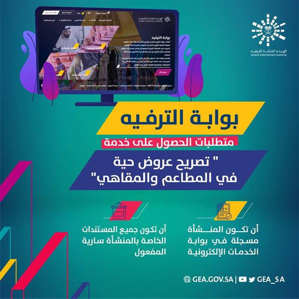 "الترفيه" تعلن شروط منح التصريح بتقديم العروض الحية في المطاعم والمقاهي "الترفيه" تعلن شروط منح التصريح بتقديم العروض الحية في المطاعم والمقاهي