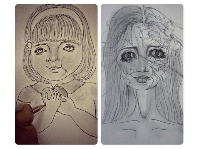 أحد لوحات الطالبة