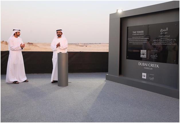 بالصور.. محمد بن راشد يطلق الأعمال الإنشائية لـبرج خور دبي الأعلى عالميا