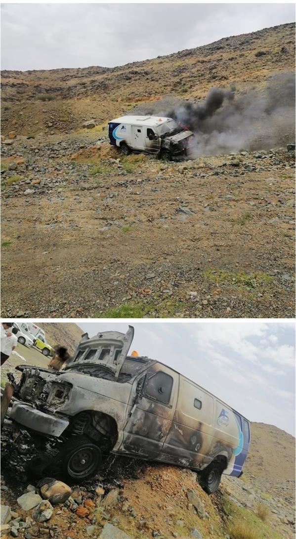  حريق بسيارة نقل أموال