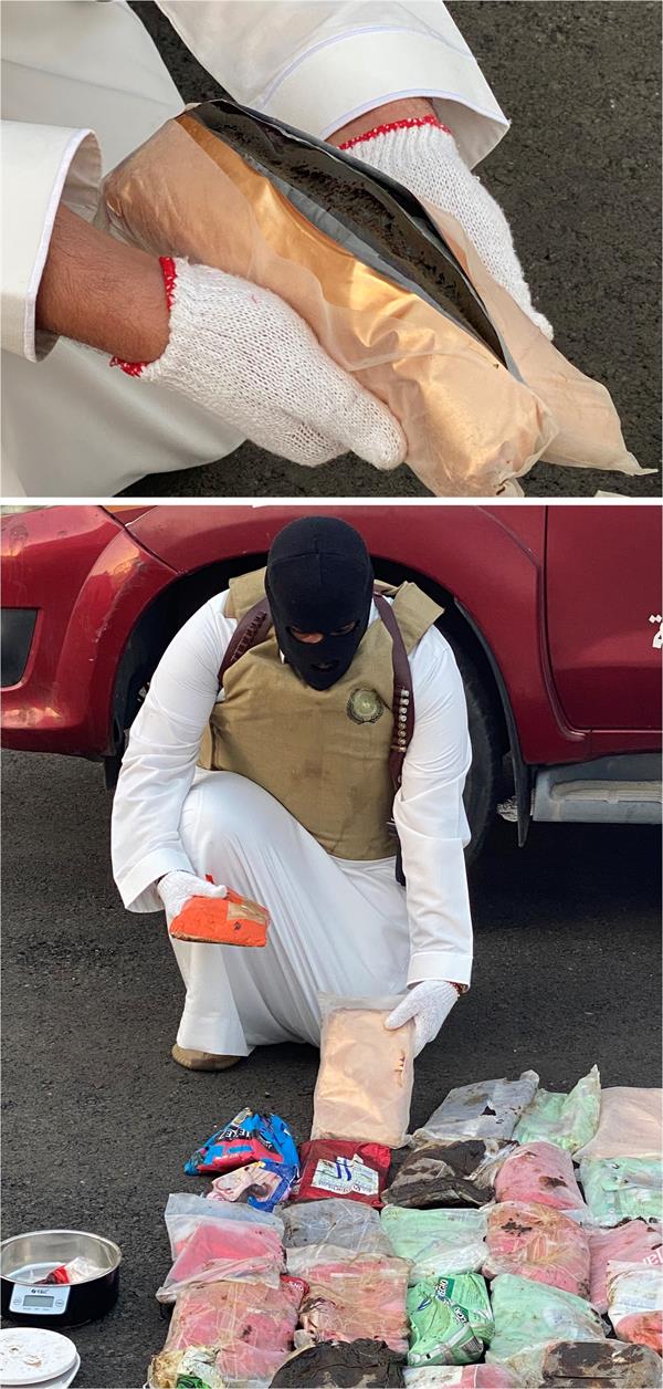 جانب من عملية إحباط محاولة ترويج (292) كيلو جرامًا من الحشيش المخدر . 