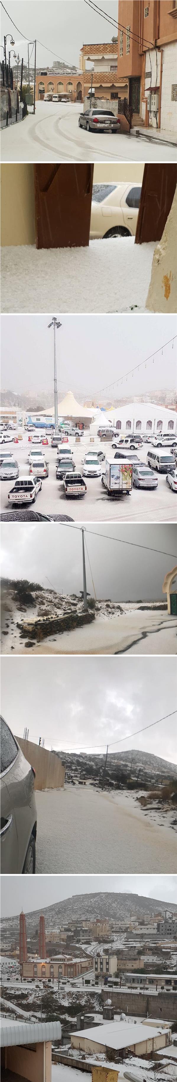  الأرض تتوشح بالبياض عقب تساقط البرد على 