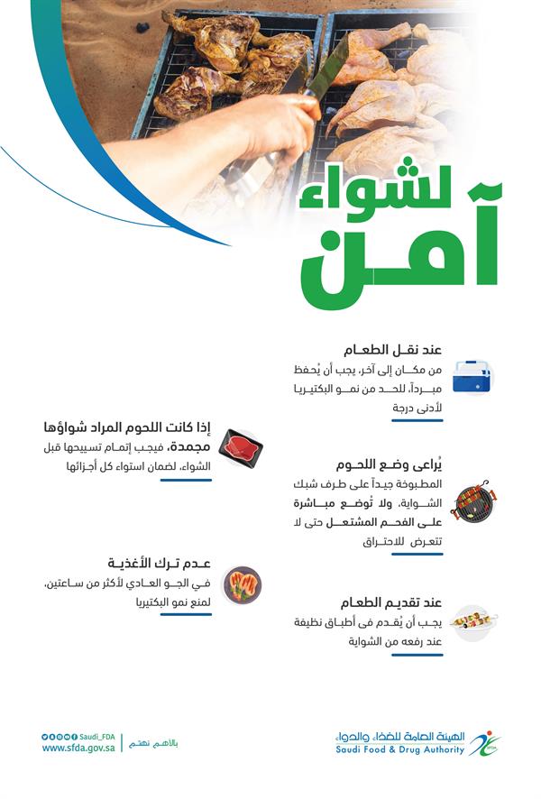 "الغذاء والدواء": بهذه النصائح تتجنب تلوث الأطعمة عند شوائها