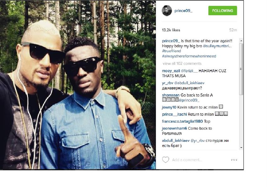 بواتينج وميلان يهنئان نجم الاتحاد بواتينج وميلان يهنئان نجم الاتحاد