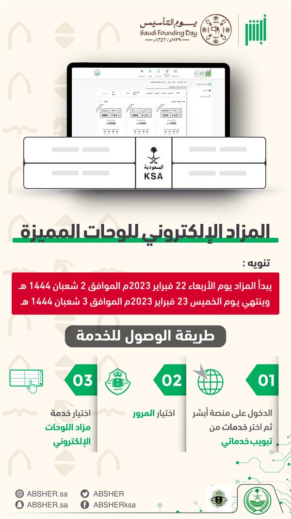 بدء مزاد أبشر للوحات المميزة.. وهذه أبرزها