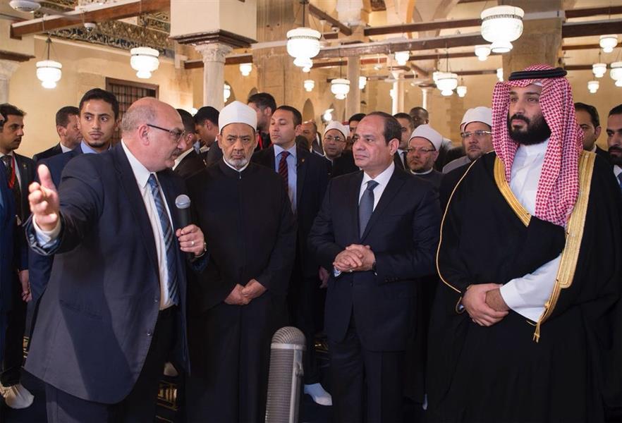 تمت بمنحة سعودية.. ولي العهد والسيسي يتفقدان آخر تجديدات وترميمات الأزهر