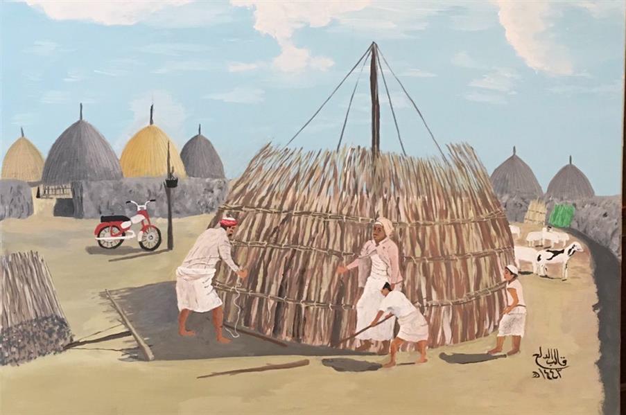 فنان تشكيلي يبدع في رسم المساكن الشعبية القديمة بجازان في لوحات فنان تشكيلي يبدع في رسم المساكن الشعبية القديمة بجازان في لوحات