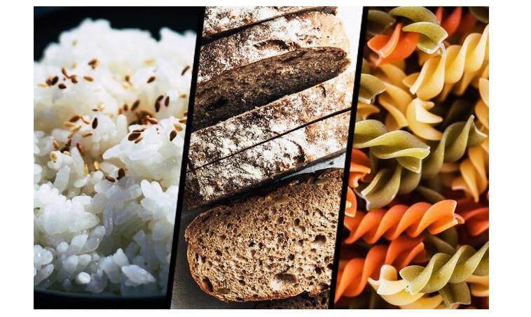 الأرز الأبيض والخبز والمعكرونة 