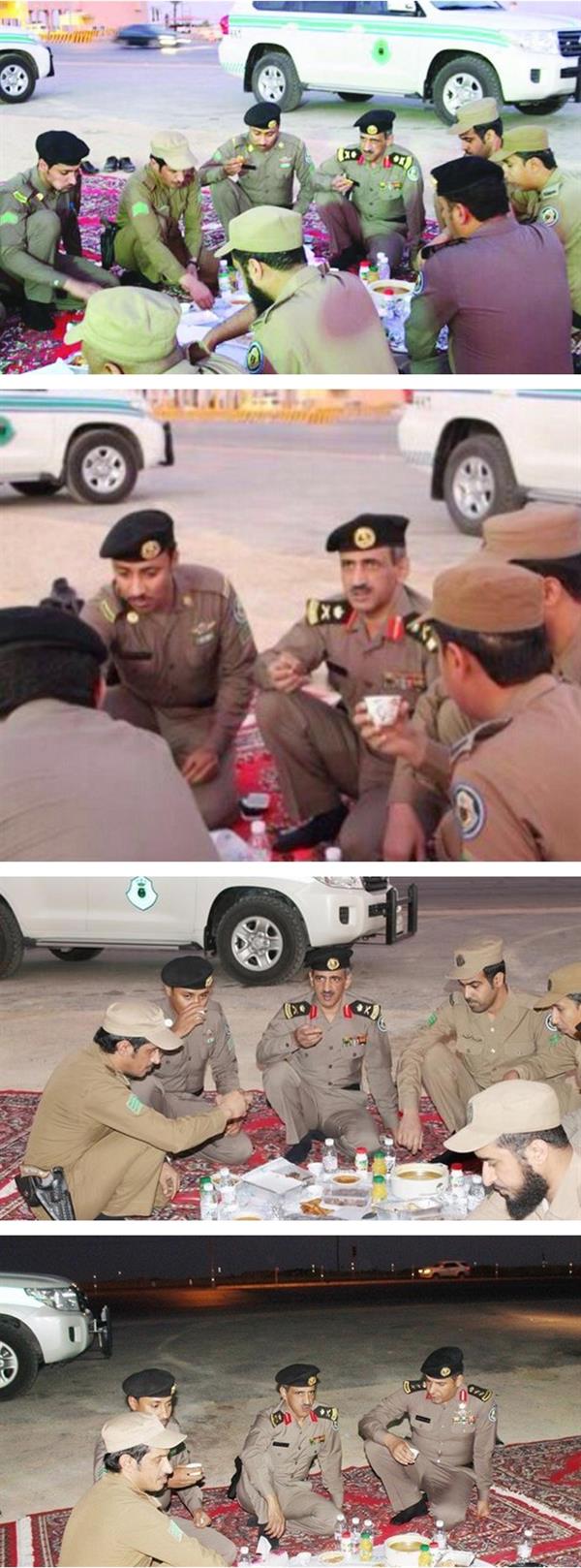 اللواء زايد الطويان مشاركاً الفرق الأمنية العاملة بالميدان وجبه الإفطار