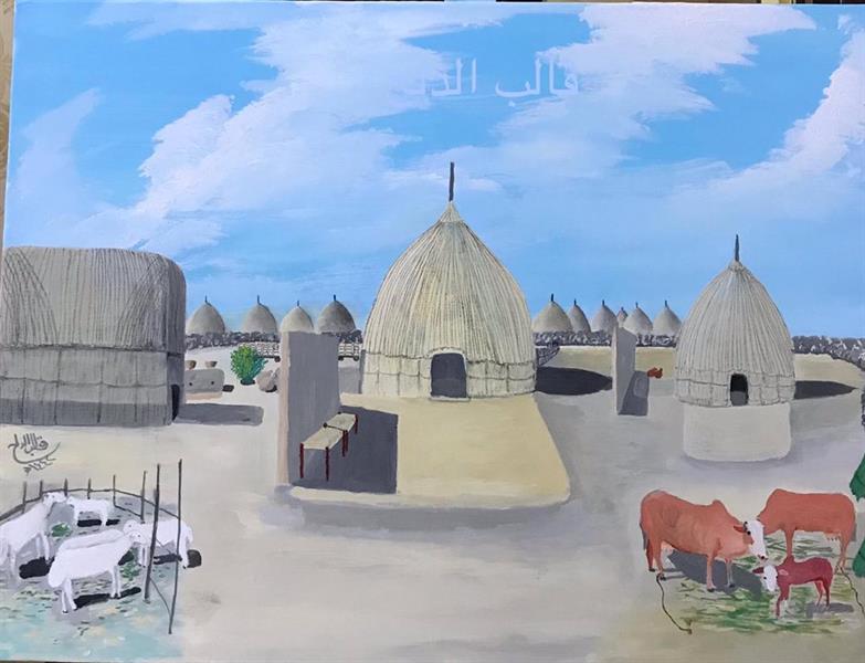فنان تشكيلي يبدع في رسم المساكن الشعبية القديمة بجازان في لوحات فنان تشكيلي يبدع في رسم المساكن الشعبية القديمة بجازان في لوحات