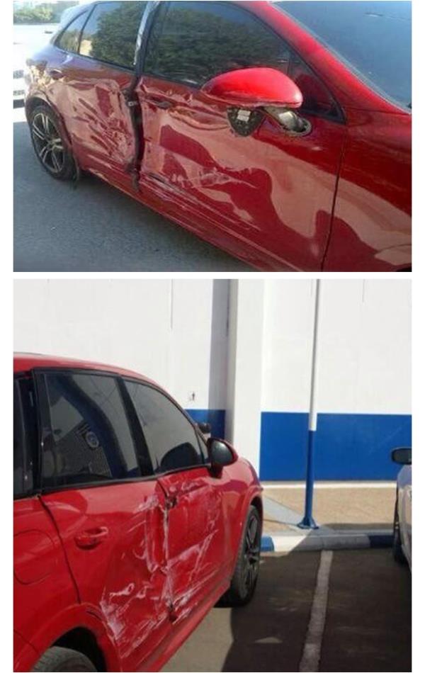 سيارة العابد بعد الحادث المروري