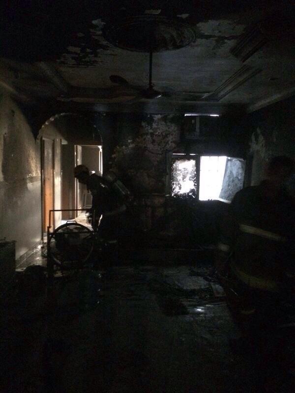 انقاذ طفل وأمه من حريق في شقة سكنية بتبوك