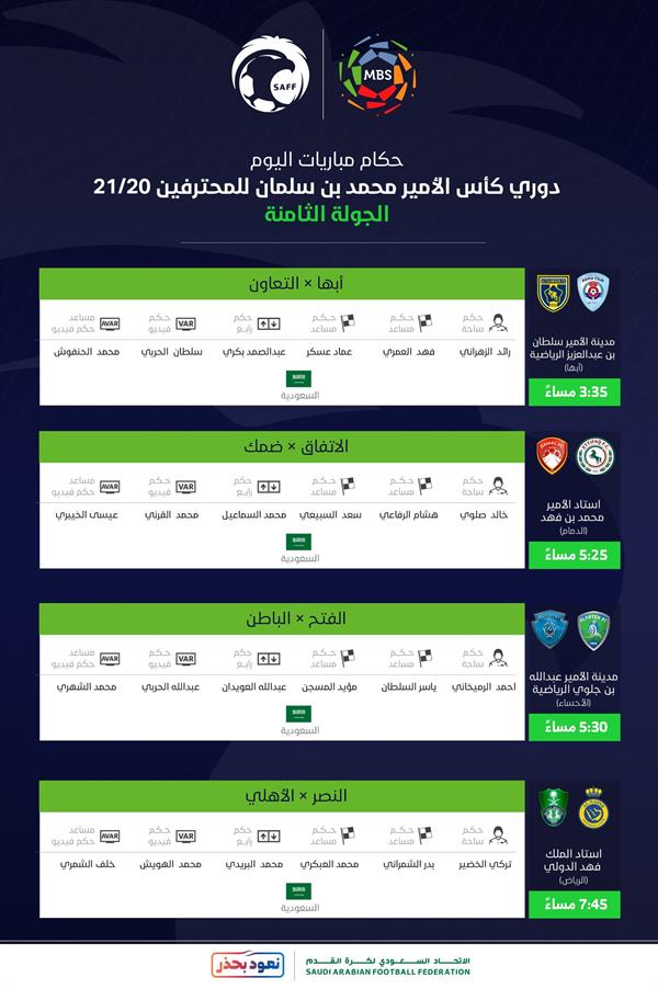 تعرف على حكام مباريات اليوم السبت بالجولة الثامنة في الدوري