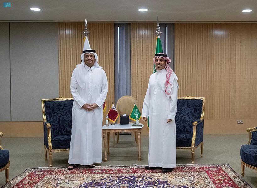 وزير الخارجية يلتقي وزير خارجية قطر