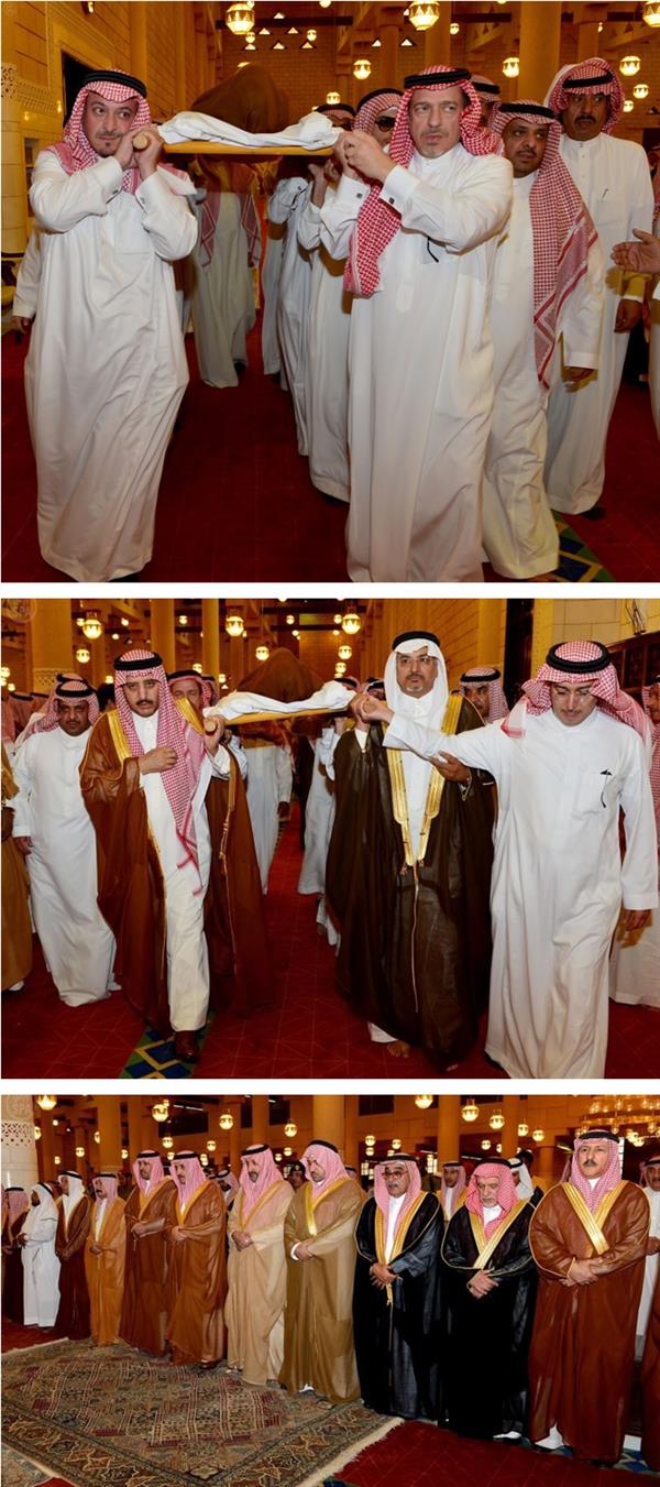 الأمير أحمد وأمير الرياض يؤديان صلاة الميت على الفقيد عبدالله السديري