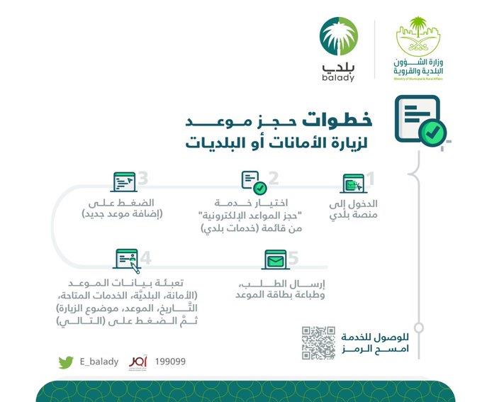 "الشؤون البلدية" تتيح حجز موعد لزيارة الأمانات والبلديات عبر منصة "بلدي".. وتوضح الطريقة