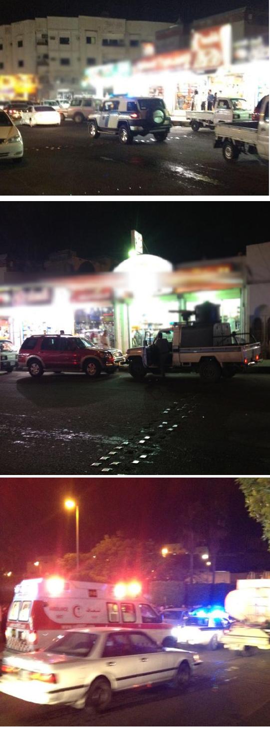 صور اثناء القبض على المتهم ونقل المصابين