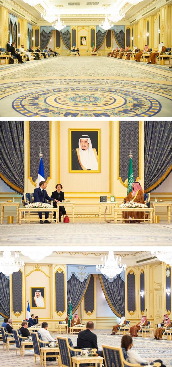 ولي العهد والرئيس الفرنسي يستعرضان العلاقات الثنائية 