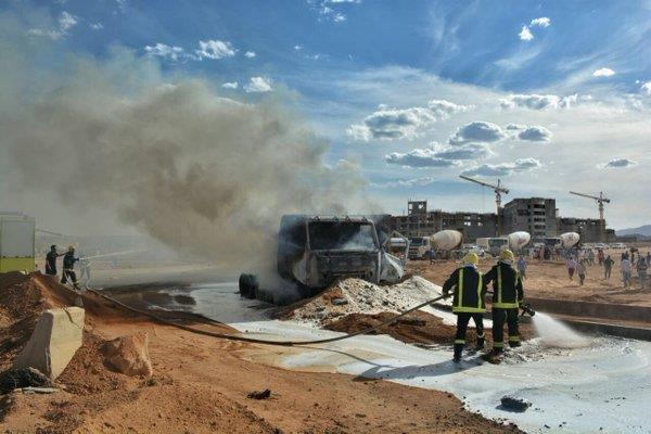 احتراق شاحنة داخل حرم جامعة حائل