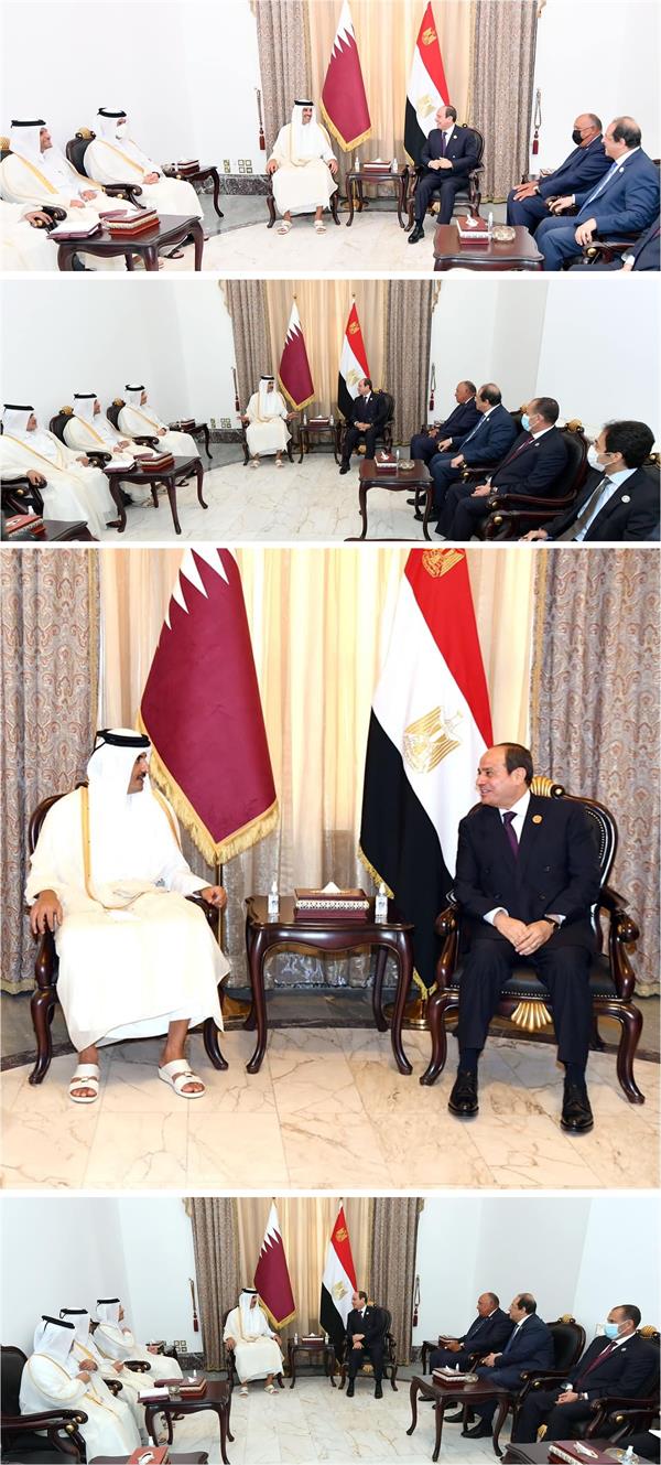 أمير قطر يلتقي بالرئيس المصري