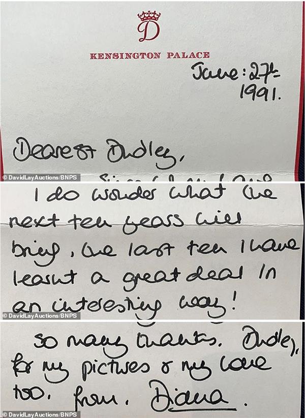 رسالة بخط الأميرة ديانا رسالة بخط الأميرة ديانا