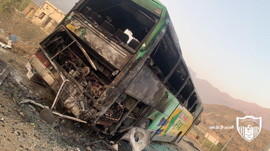 حريق حافلة نادي التسامح في طريقها لاستقبال ناشئي 