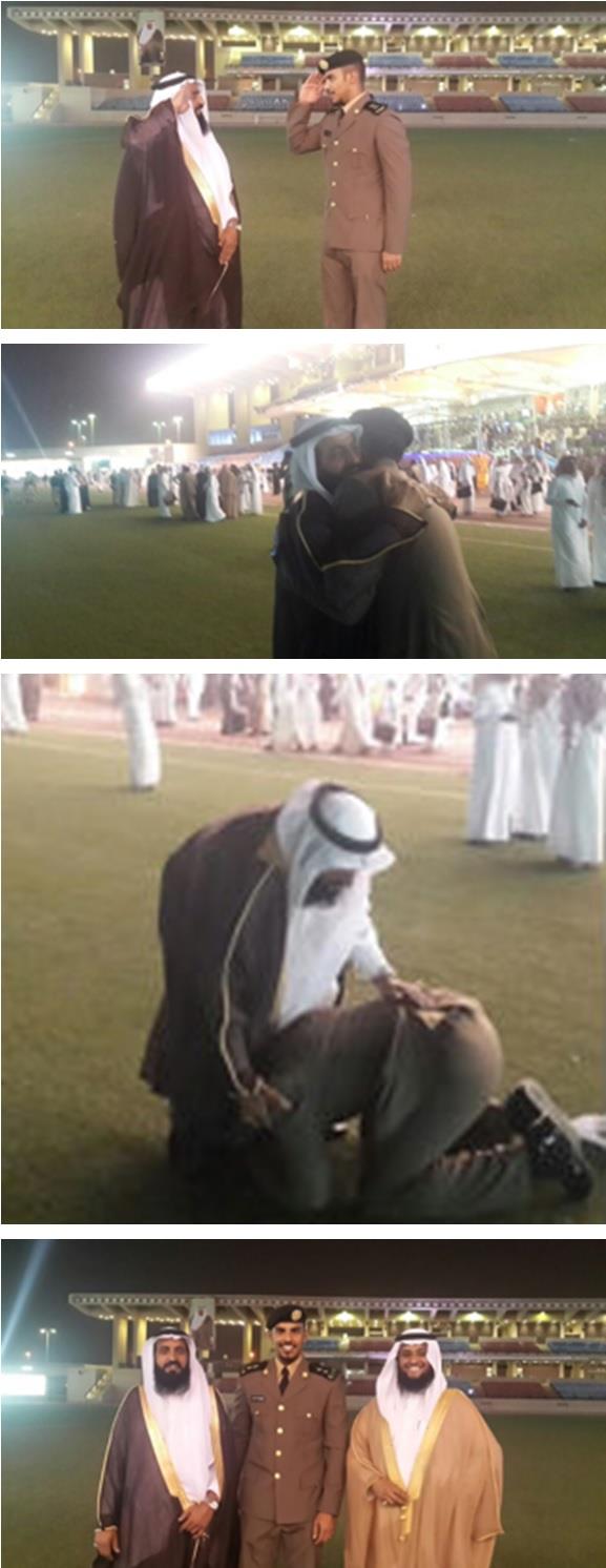 عسكري يقبل قدم والده عقب تخرجه