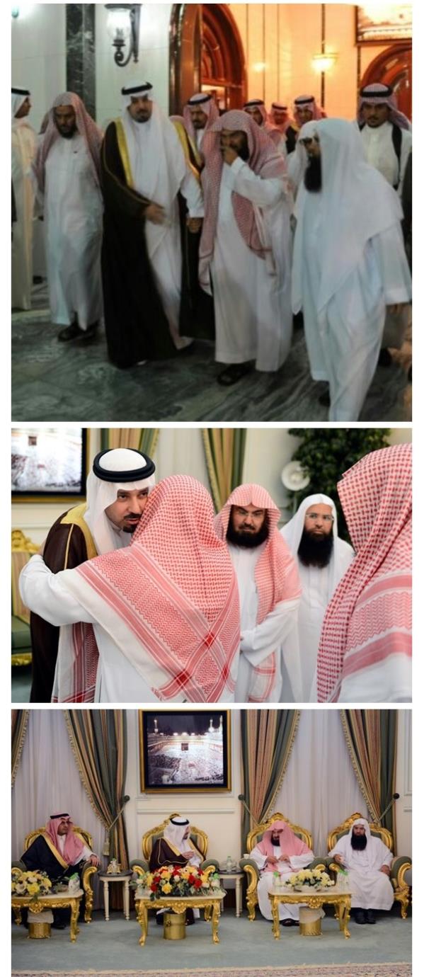 مشعل بن عبدالله يقدم العزاء في وفاة والد الشيخ السديس