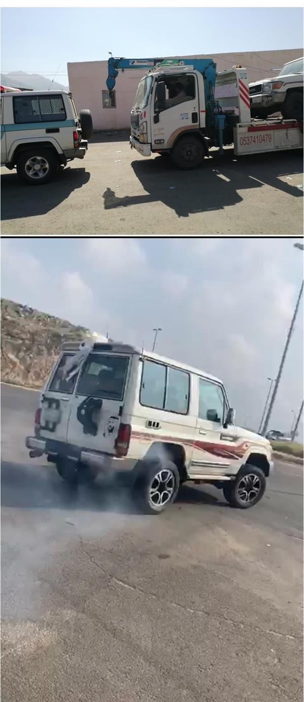 الإطاحة بقائد مركبة ارتكب مخالفة التفحيط في العارضة