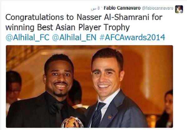 الشمراني يتوج بجائزة افضل لاعب في اسيا