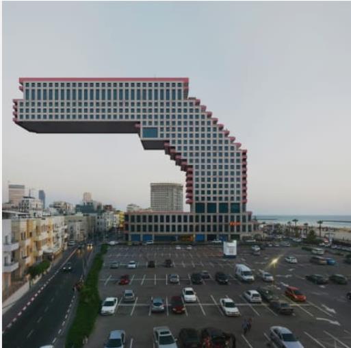 تعديل شكل ناطحة سحاب لتصبح بزاوية أفقية تشبه السلاح الناري