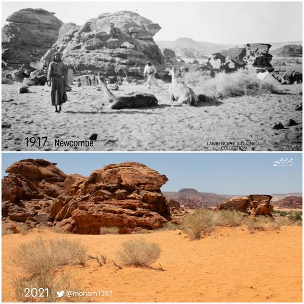 مواطن يوثّق مقارنة بين مناطق في المملكة التقطت لها صور قبل 100 عام ووضعها الحالي مواطن يوثّق مقارنة بين مناطق في المملكة التقطت لها صور قبل 100 عام ووضعها الحالي