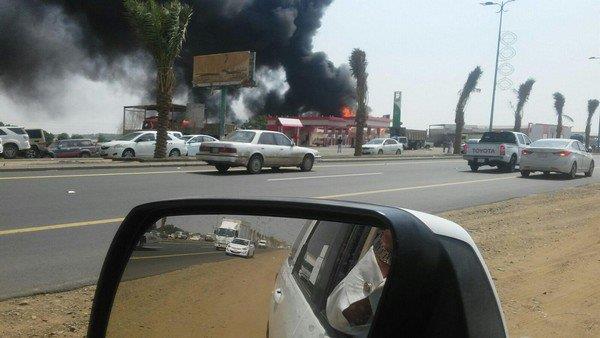 حريق بمحطة وقود