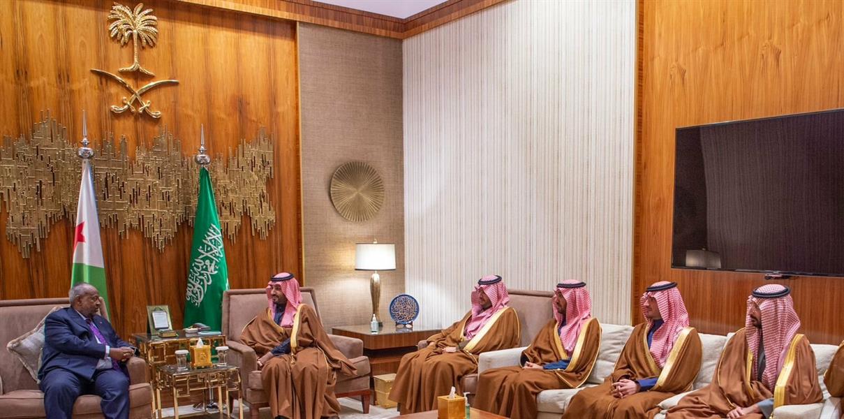 ولي العهد يستقبل رئيس جيبوتي ويستعرضان العلاقات الثنائية