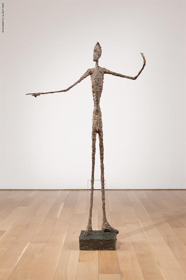 منحوتة "L'Homme au doigt"، للنحات ألبرتو جياكوميتي عام 1947 منحوتة "L'Homme au doigt"، للنحات ألبرتو جياكوميتي عام 1947