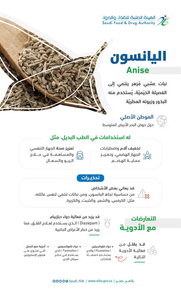 فوائد ومحاذير اليانسون