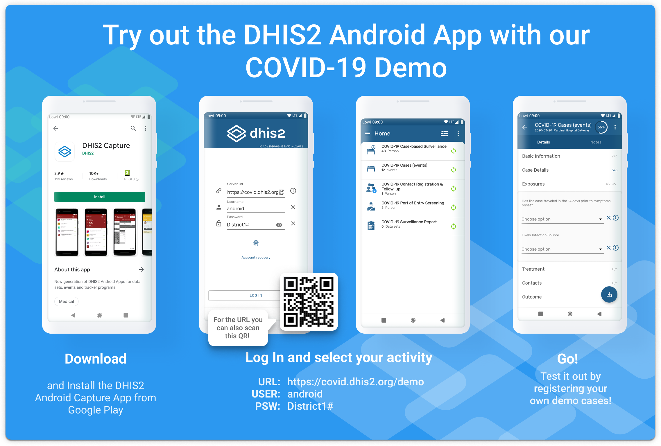 How to test DHIS2 the Covid-19 demo on Android