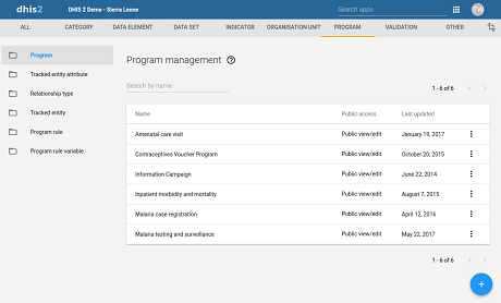 Event programs in Maintenance app