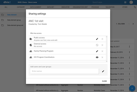 Sharing dialog