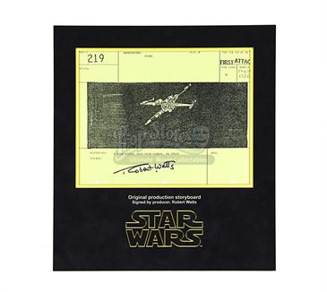 Signed Production Storyboard - X Wing Flying Away (First Attack 219)