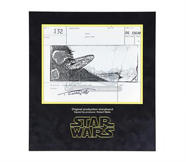 Signed Production Storyboard - Pirate Ship Away From Death Star (DS Escape 132)