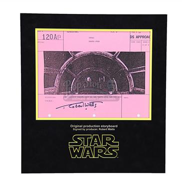 Signed Production Storyboard - Int Cockpit Pirate Ship Tie and Deathstar in Vue  (DS Approach 120 AP)